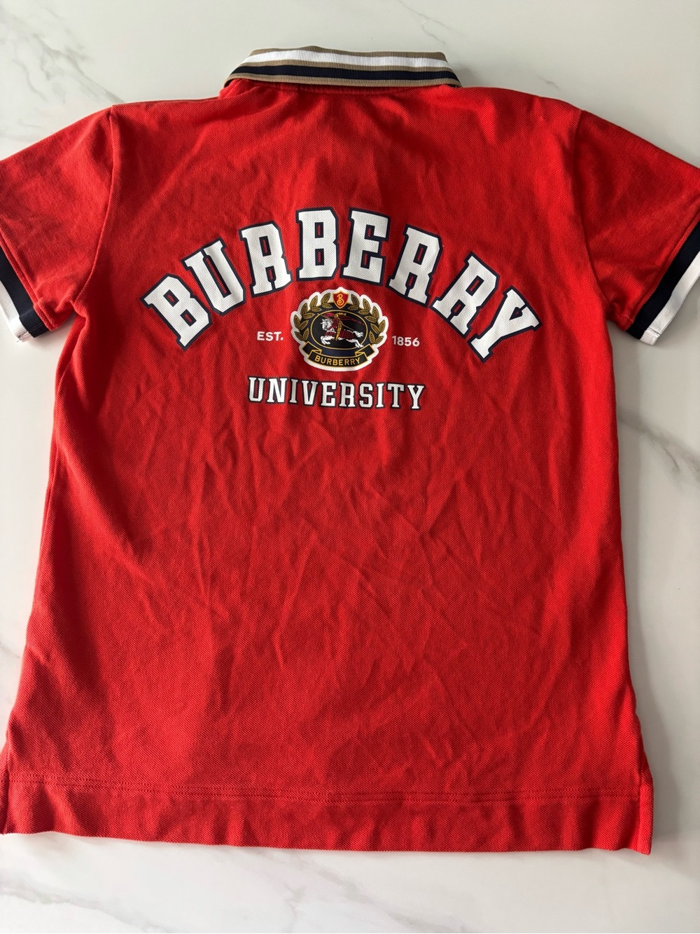 Burberry Red Polo Kid Boy Sz 14 Burberry logo